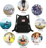 ATRIPACK Tactical Drawstring Backpack, Water-Resistant Swim Bag String Bag Sandproof Beach Backbag American Flag Cinch Sack Bookbag for Men Women Boys Girls Basketball,Swim, Gym, Sports (Black) - Image 4